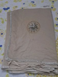 Elegant Beige Saree with Embellishment