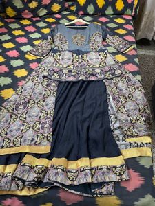 Embroidered Kurta with Printed Panels