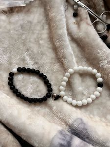 Magnetic matte black and white Couple Bracelets
