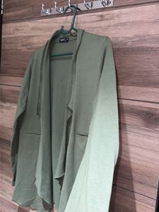 Olive Green Open Front Cardigan