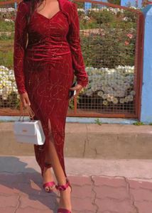 Elegant Red Sequin Gown