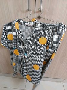 Cute Orange Print Pajama Set (NEW)