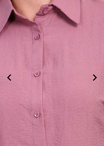 Shein Mauve Button-Down Puff Sleeve Top