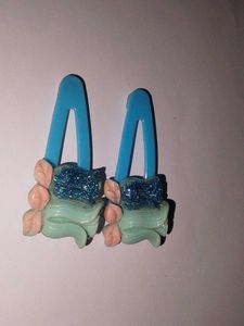 Cute Blue Floral Hair Clips - Set of 2