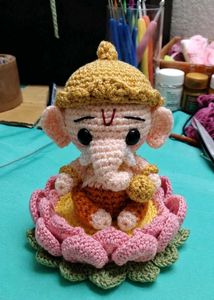 Handmade Crochet Ganesha Figurine