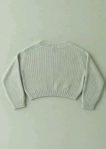 SAGE GREEN RIBBED V-NECK CROPPED SWEATER