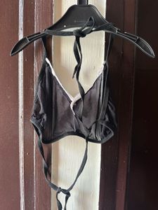 Sheer Lace Trim Bra and bikini