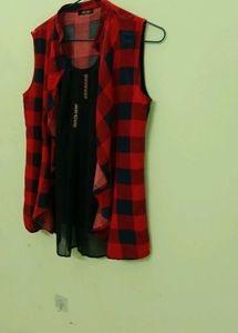 Red Checked Layered top