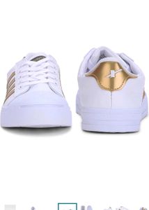 sparx Stylish White &amp; Gold Sneakers