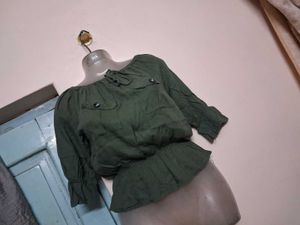 Olive Green Peplum Top