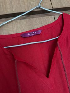 Vibrant plain Red Cotton Kurta