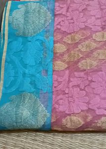 Beautiful pink net saree