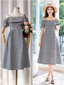 Gingham Off-Shoulder Midi Dress