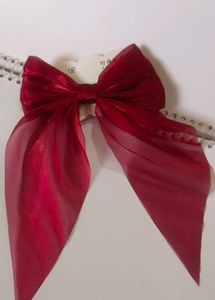 Burgundy Organza Bow Hair Clip