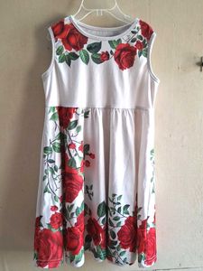 Floral Rose Print Sleeveless Dress