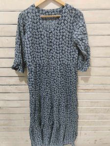 Navy Blue Printed Maxi Dress