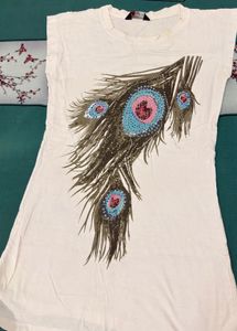 Embellished Peacock Feather T-Shirt