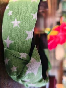 Star Print Headband with Flower Accent