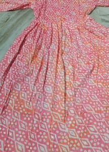 Chanderi Pink Printed Dress