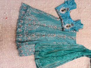 y2k Stunning Teal Lehenga Choli Set