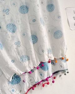 White &amp; Blue Patterned Dupatta 🧣