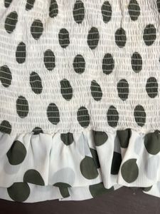 Polka Dot Smocked Ruched Top