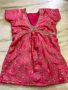 pink y2k corset back kurti