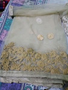 Elegant Gold Embroidered Anarkali Dress