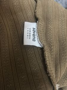 Ribbed Square Neck Long Sleeve Top