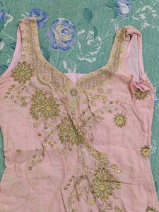 Embellished Pink Sleeveless Blouse