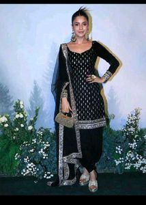 Elegant Black Sequined Kurta Set