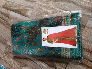 Beautiful Teal &amp; Gold Floral.saree
