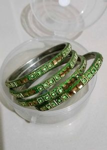 brand new Sparkling Green &amp; Gold Bangles