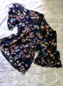 Navy Floral Print Blouse