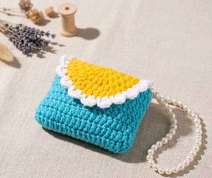 Handmade Crochet Clutch Bag with Pearls