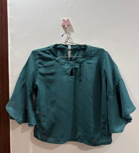 Title: Stylish Teal Green Flared Sleeve