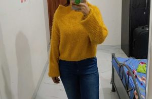 Mustard Fuzzy Knit Pullover