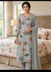 Elegant Floral Print Kurta Set with duppata