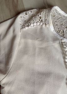 Elegant White Tie-Up Top with Lace Detail