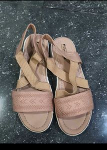 Comfortable Nude Wedge Sandals