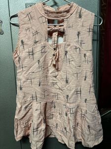 Peach Sleeveless Top with Unique Design