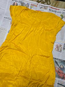 Vibrant Yellow Printed Aline Top.