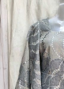 Elegant Grey Embroidered Gown