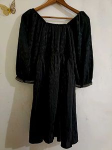 Chic Black Puff Sleeve Mini Dress(FIXED PRICE)