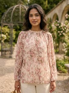 Premium Floral Pleated Georgette Top by Fig