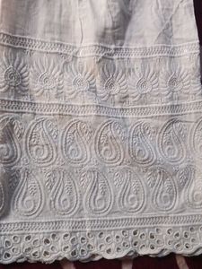 Elegant Peach Chikankari Kurta &amp; Palazzo Set