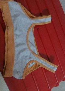 Comfortable Sports Bra - Light Blue &amp; Orange