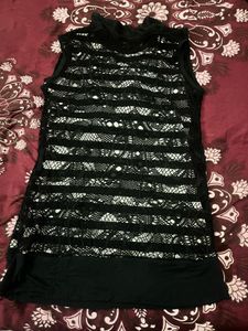 Black Lace Overlay Sleeveless Top