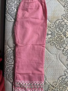 Embroidered Pink Palazzo Pants