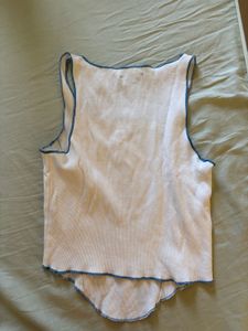 White Tank Top with Blue Trim